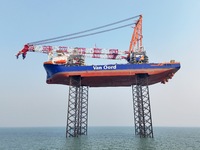 BOREAS, the self-elevating self-propelled offshore wind power installation vessel with the world's largest lifting capacity, conducts liftin...