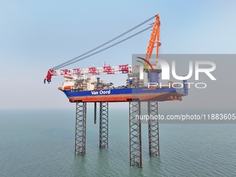 BOREAS, the self-elevating self-propelled offshore wind power installation vessel with the world's largest lifting capacity, conducts liftin...