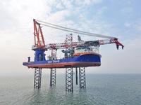 BOREAS, the self-elevating self-propelled offshore wind power installation vessel with the world's largest lifting capacity, conducts liftin...