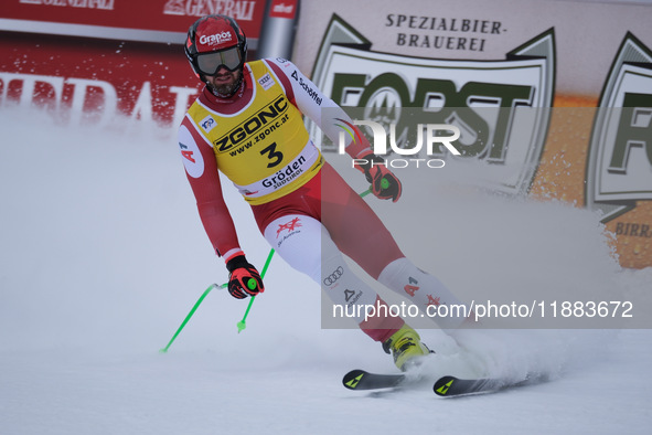 Daniel Hemetsberger of Team Austria competes during the Audi FIS Alpine Ski World Cup, Men's Super Giant race on Saslong Slope in Val Garden...