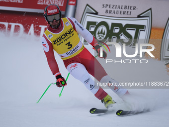 Daniel Hemetsberger of Team Austria competes during the Audi FIS Alpine Ski World Cup, Men's Super Giant race on Saslong Slope in Val Garden...