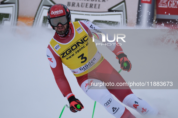 Daniel Hemetsberger of Team Austria competes during the Audi FIS Alpine Ski World Cup, Men's Super Giant race on Saslong Slope in Val Garden...