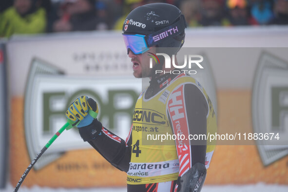 Cameron Alexander of Team Canada competes during the Audi FIS Alpine Ski World Cup, Men's Super Giant race on Saslong Slope in Val Gardena,...