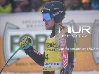 Cameron Alexander of Team Canada competes during the Audi FIS Alpine Ski World Cup, Men's Super Giant race on Saslong Slope in Val Gardena,...