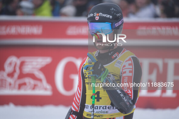 Cameron Alexander of Team Canada competes during the Audi FIS Alpine Ski World Cup, Men's Super Giant race on Saslong Slope in Val Gardena,...