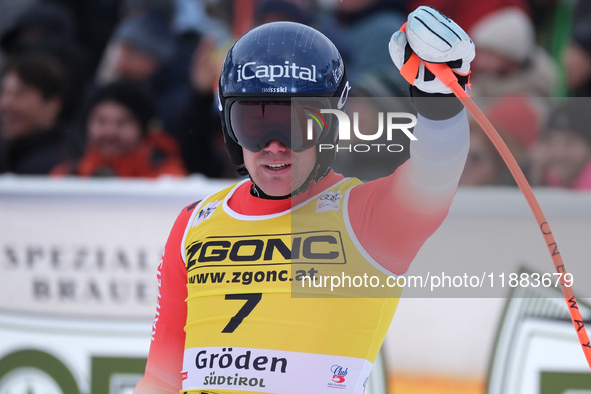 Stefan Rogentin of Team Switzerland competes during the Audi FIS Alpine Ski World Cup, Men's Super Giant race on Saslong Slope in Val Garden...