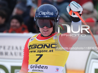 Stefan Rogentin of Team Switzerland competes during the Audi FIS Alpine Ski World Cup, Men's Super Giant race on Saslong Slope in Val Garden...