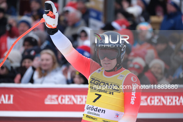 Stefan Rogentin of Team Switzerland competes during the Audi FIS Alpine Ski World Cup, Men's Super Giant race on Saslong Slope in Val Garden...