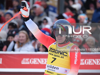 Stefan Rogentin of Team Switzerland competes during the Audi FIS Alpine Ski World Cup, Men's Super Giant race on Saslong Slope in Val Garden...