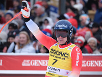 Stefan Rogentin of Team Switzerland competes during the Audi FIS Alpine Ski World Cup, Men's Super Giant race on Saslong Slope in Val Garden...