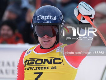 Stefan Rogentin of Team Switzerland competes during the Audi FIS Alpine Ski World Cup, Men's Super Giant race on Saslong Slope in Val Garden...