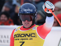 Stefan Rogentin of Team Switzerland competes during the Audi FIS Alpine Ski World Cup, Men's Super Giant race on Saslong Slope in Val Garden...