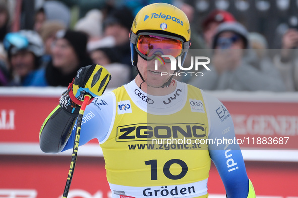 Mattia Casse of Team Italy competes during the Audi FIS Alpine Ski World Cup, Men's Super Giant race on Saslong Slope in Val Gardena, Bozen,...