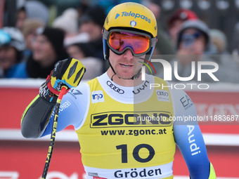 Mattia Casse of Team Italy competes during the Audi FIS Alpine Ski World Cup, Men's Super Giant race on Saslong Slope in Val Gardena, Bozen,...