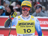 Mattia Casse of Team Italy competes during the Audi FIS Alpine Ski World Cup, Men's Super Giant race on Saslong Slope in Val Gardena, Bozen,...