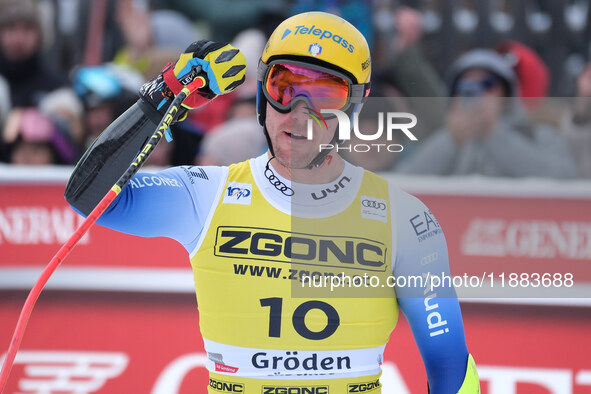 Mattia Casse of Team Italy competes during the Audi FIS Alpine Ski World Cup, Men's Super Giant race on Saslong Slope in Val Gardena, Bozen,...