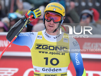 Mattia Casse of Team Italy competes during the Audi FIS Alpine Ski World Cup, Men's Super Giant race on Saslong Slope in Val Gardena, Bozen,...