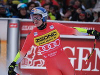 Marco Odermatt of Team Switzerland competes during the Audi FIS Alpine Ski World Cup, Men's Super Giant race on Saslong Slope in Val Gardena...