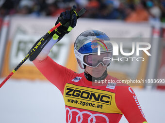 Marco Odermatt of Team Switzerland competes during the Audi FIS Alpine Ski World Cup, Men's Super Giant race on Saslong Slope in Val Gardena...