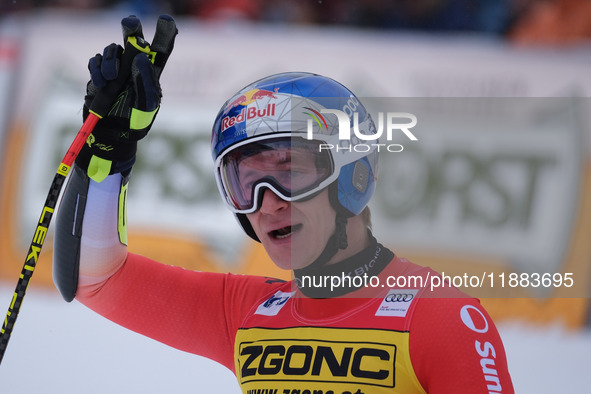 Marco Odermatt of Team Switzerland competes during the Audi FIS Alpine Ski World Cup, Men's Super Giant race on Saslong Slope in Val Gardena...