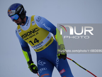 Dominik Paris of Team Italy competes during the Audi FIS Alpine Ski World Cup Men's Super Giant race on Saslong Slope in Val Gardena, Bozen,...