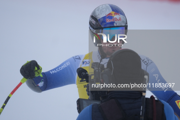 Dominik Paris of Team Italy competes during the Audi FIS Alpine Ski World Cup Men's Super Giant race on Saslong Slope in Val Gardena, Bozen,...