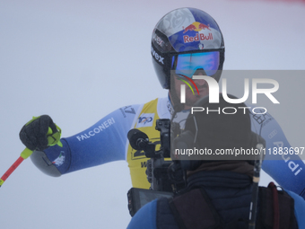 Dominik Paris of Team Italy competes during the Audi FIS Alpine Ski World Cup Men's Super Giant race on Saslong Slope in Val Gardena, Bozen,...