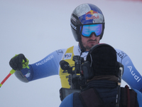 Dominik Paris of Team Italy competes during the Audi FIS Alpine Ski World Cup Men's Super Giant race on Saslong Slope in Val Gardena, Bozen,...