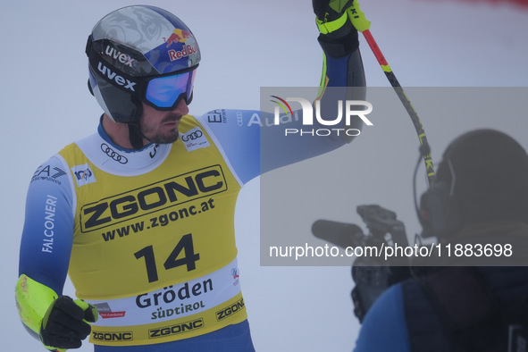 Dominik Paris of Team Italy competes during the Audi FIS Alpine Ski World Cup Men's Super Giant race on Saslong Slope in Val Gardena, Bozen,...