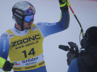 Dominik Paris of Team Italy competes during the Audi FIS Alpine Ski World Cup Men's Super Giant race on Saslong Slope in Val Gardena, Bozen,...