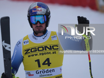 Dominik Paris of Team Italy competes during the Audi FIS Alpine Ski World Cup Men's Super Giant race on Saslong Slope in Val Gardena, Bozen,...