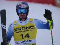 Dominik Paris of Team Italy competes during the Audi FIS Alpine Ski World Cup Men's Super Giant race on Saslong Slope in Val Gardena, Bozen,...