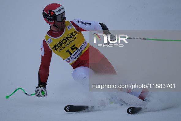 Vincent Kriechmayr of Team Austria competes during the Audi FIS Alpine Ski World Cup, Men's Super Giant race on Saslong Slope in Val Gardena...