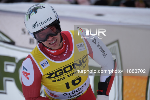 Lukas Feurstein of Team Austria competes in the Audi FIS Alpine Ski World Cup, Men's Super Giant race on Saslong Slope in Val Gardena, Bozen...