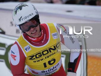 Lukas Feurstein of Team Austria competes in the Audi FIS Alpine Ski World Cup, Men's Super Giant race on Saslong Slope in Val Gardena, Bozen...