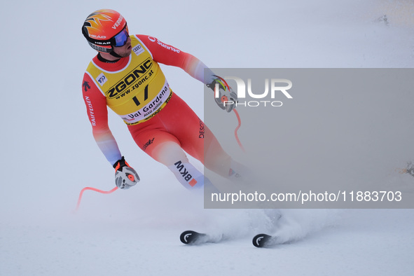 Justin Murisier of Team Switzerland competes during the Audi FIS Alpine Ski World Cup, Men's Super Giant race on Saslong Slope in Val Garden...