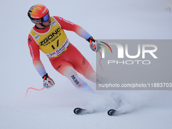 Justin Murisier of Team Switzerland competes during the Audi FIS Alpine Ski World Cup, Men's Super Giant race on Saslong Slope in Val Garden...