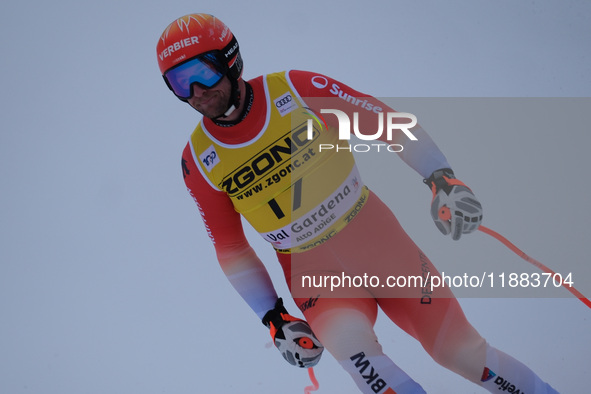 Justin Murisier of Team Switzerland competes during the Audi FIS Alpine Ski World Cup, Men's Super Giant race on Saslong Slope in Val Garden...