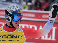 Franjo Von Allmen of Team Switzerland competes during the Audi FIS Alpine Ski World Cup, Men's Super Giant race on Saslong Slope in Val Gard...