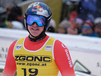 Franjo Von Allmen of Team Switzerland competes during the Audi FIS Alpine Ski World Cup, Men's Super Giant race on Saslong Slope in Val Gard...