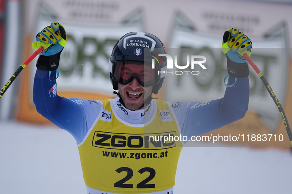 Pietro Zazzi of Team Italy competes in the Audi FIS Alpine Ski World Cup, Men's Super Giant race on Saslong Slope in Val Gardena, Bozen, Ita...