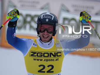 Pietro Zazzi of Team Italy competes in the Audi FIS Alpine Ski World Cup, Men's Super Giant race on Saslong Slope in Val Gardena, Bozen, Ita...