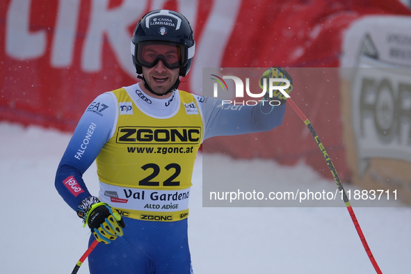 Pietro Zazzi of Team Italy competes in the Audi FIS Alpine Ski World Cup, Men's Super Giant race on Saslong Slope in Val Gardena, Bozen, Ita...