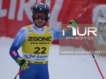 Pietro Zazzi of Team Italy competes in the Audi FIS Alpine Ski World Cup, Men's Super Giant race on Saslong Slope in Val Gardena, Bozen, Ita...