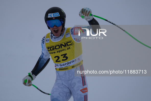 Fredrik Moeller of Team Norway competes during the Audi FIS Alpine Ski World Cup, Men's Super Giant race on Saslong Slope in Val Gardena, Bo...