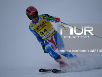 Blaise Giezendanner of Team France competes during the Audi FIS Alpine Ski World Cup, Men's Super Giant race on Saslong Slope in Val Gardena...