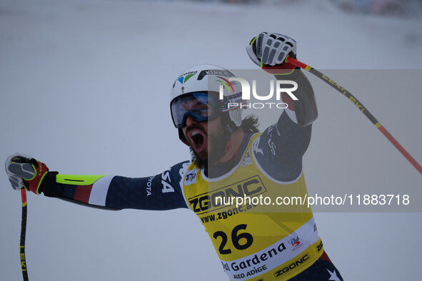 Jared Goldberg of Team United States competes in the Audi FIS Alpine Ski World Cup, Men's Super Giant race on Saslong Slope in Val Gardena,...