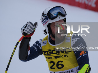 Jared Goldberg of Team United States competes in the Audi FIS Alpine Ski World Cup, Men's Super Giant race on Saslong Slope in Val Gardena,...