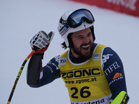 Jared Goldberg of Team United States competes in the Audi FIS Alpine Ski World Cup, Men's Super Giant race on Saslong Slope in Val Gardena,...