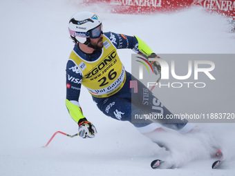 Jared Goldberg of Team United States competes in the Audi FIS Alpine Ski World Cup, Men's Super Giant race on Saslong Slope in Val Gardena,...